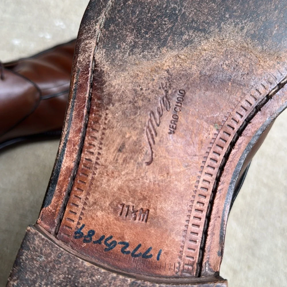 Mezlan mens 11.5 M brown leather Palmetto oxford luxury dress shoes EUC
